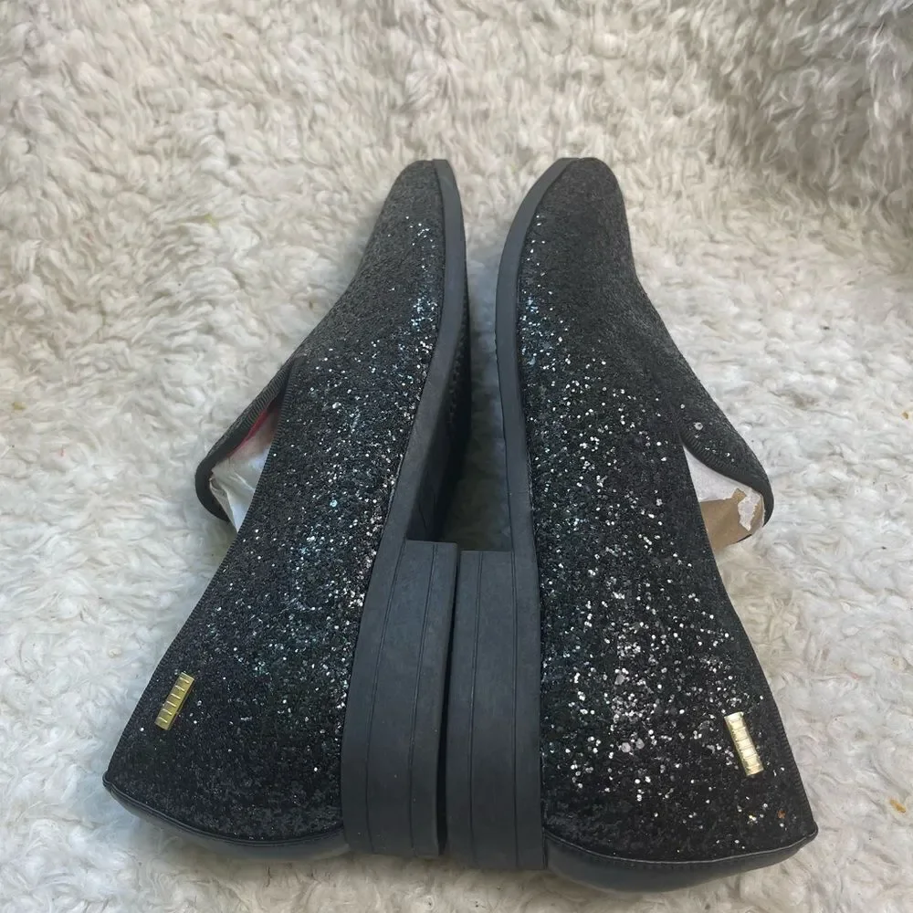 NWOT Black glitter synthetic leather Men’s slip on dress shoes rubber soles SZ13